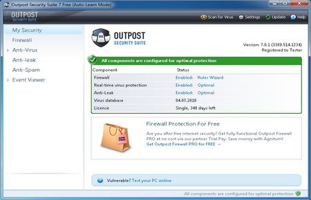 Review free version Outpost Security Suite