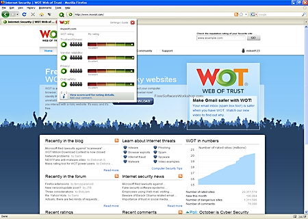 Learn if a site is virus free with Web of Trust (WoT)