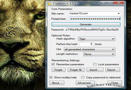 Open source password generator Cryptnos