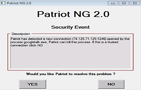 Test for intrusion detection with Patriot NG