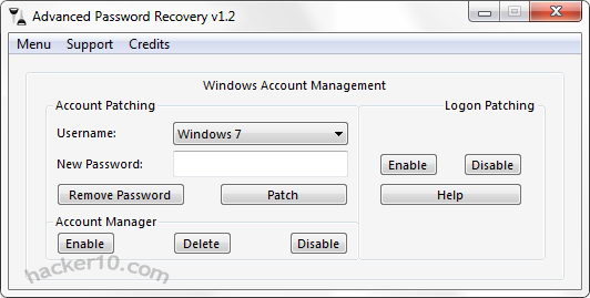 Remove Windows user password with Advanced Password Recovery