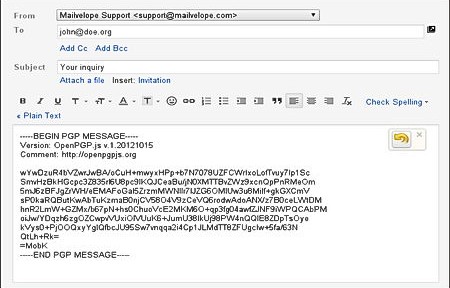 OpenPGP webmail encryption with MailVelope