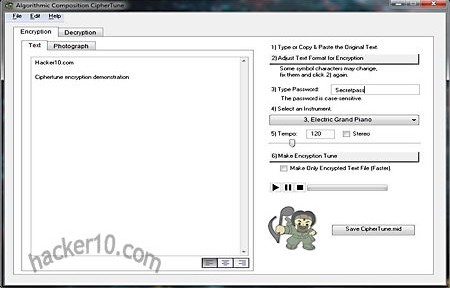 Hide text and photos inside sound files with CipherTune