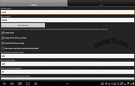 Android SSH server app