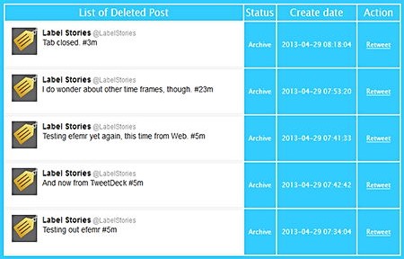 Efemr self-destructing Twitter messages