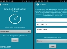 Mobile phone end to end encrypted chat with Sicher